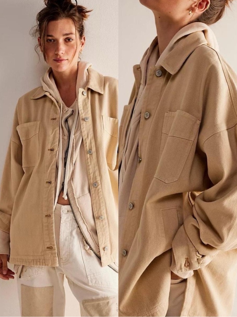 We The Free Madison City Twill Oversized Jacket 100% Cotton Sz XS 🧡🍄